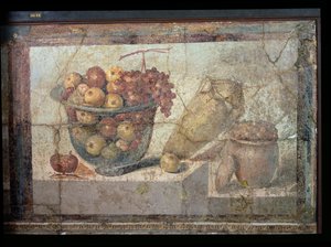 Nature morte avec des bols de fruits et un pot à vin, de la Casa di Giulia Felice - Unbekannt Unbekannt